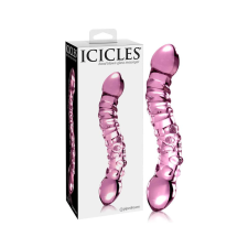 Icicles No. 55 - kétvégű, G-pont üveg dildó (pink) műpénisz, dildó