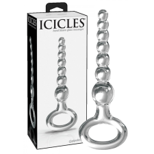 Icicles No. 67 - gömbös üveg dildó fogógyűrűvel (áttetsző) műpénisz, dildó