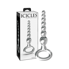 Icicles No. 67 - gömbös üveg dildó fogógyűrűvel (áttetsző) műpénisz, dildó