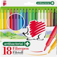 ICO Filctoll készlet, 1 mm, antibakteriális, ICO "Süni 300", 18 különböző szín filctoll, marker