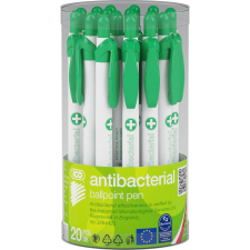 ICO Golyóstoll nyomógombos antibakteriális műanyag test, 0,8mm, Ico, írásszín kék toll