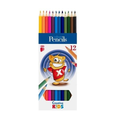 ICO Színes ceruza készlet, hatszögletû, ICO "Creative Kids", 12 különbözõ szín színes ceruza