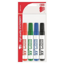 ICO Tábla- és flipchart marker készlet, 1-4 mm, vágott, ICO &quot;Plan 12 XXL&quot;, 4 különböző szín filctoll, marker