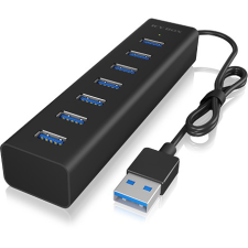 ICY BOX USB3.0 7Port Aktív, Tápegységgel, Fekete (IB-HUB1700-U3) hub és switch