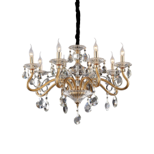 IDEAL LUX NEGRESCO SP8 arany kristály csillár (IDE-087764) E14 8 izzós IP20 világítás