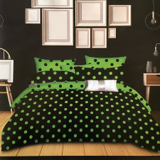 idealisotthon Fekete-zöld pöttyös 7 részes ágyneműhuzat lakástextília