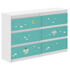  Ifjúsági 6 fiókos Komód 120cm - Elefánt #fehér-türkiz gyermekbútor