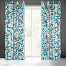 Iga sötétítő függöny modern virág mintával Fehér/kék 140x250 cm lakástextília