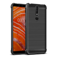 IMAK VEGA szilikon telefonvédő (ütésállóság, légpárnás sarok, szálcsiszolt, karbon minta) FEKETE tok és táska