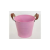 Impex Kaspó bádog pink színű bőr füllel 16x18 cm