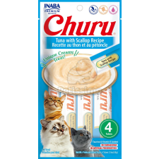  Inaba Cat Churu Püré - tonhal, fésűkagylóval 4 x (4 x 14 g) jutalomfalat macskáknak