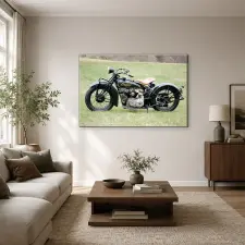  Indian Scout motorkerékpár zöld mezőn vászonkép dekoráció