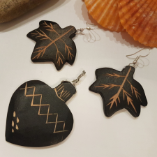  Indonéz stílusú fa ékszerszett  5 cm-es ékszer szett