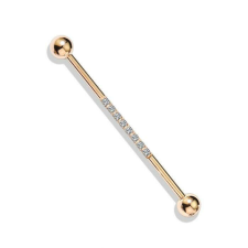 Industrial piercing, kősorral (rosegold szín, crystal kővel) testékszer