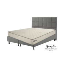 Infiniza Szállodai Springbox Ágy és Matrac szett - Kárpitozott Szürke Boxspring 160x200 cm ágy és ágykellék