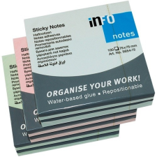 Info Notes Öntapadós jegyzettömb Info Notes 75x75 mm 100 lapos vegyes pasztellszínek jegyzettömb