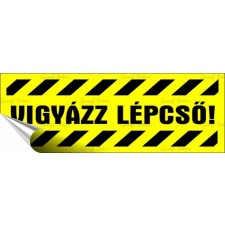 . Információs matrica, 14x5 cm, &quot;Vigyázz lépcső!&quot; információs tábla, állvány