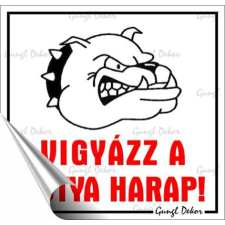 . Információs matrica, 8,7x8,3 cm,  Vigyázz a kutya harap! információs címke