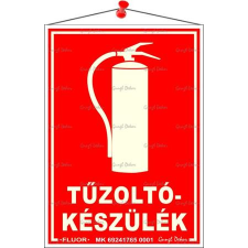 . Információs tábla, 12,5x17,5 cm, fluoreszkáló, utánvilágítós,  Tűzoltókészülék információs címke