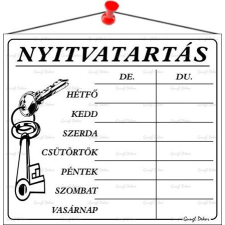 . Információs tábla, 20x17,5 cm, &quot;Nyitvatartás&quot;, fehér információs tábla, állvány