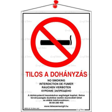 . Információs tábla, 21x30 cm, többnyelvű,  Tilos a dohányzás! információs címke