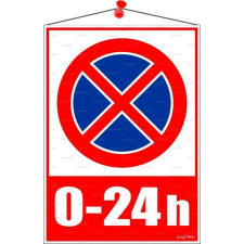- Információs tábla, 35x25 cm, 0-24h megállni tilos piktogram információs címke