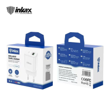 Inkax HC-01 2.1A Hálózati Töltőfej + Micro USB 1M Adatkábel - Fehér mobiltelefon kellék
