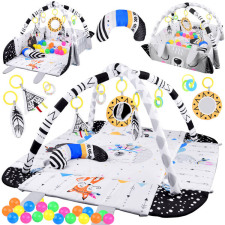 Inlea4Fun Játszószőnyeg játékhíddal ,párnával és színes labdákkal - Állatok ZA4648 játszószőnyeg