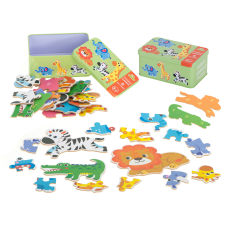 Inlea4Fun Puzzle fémdobozban 25 darabos - Állatok puzzle, kirakós