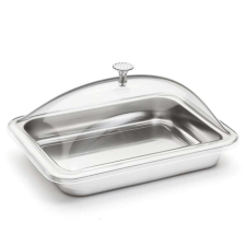 Inoxibar Inoxibar  rozsdamentes tálca elegáns ételzáró fedéllel 18/10 inox 21x15 cm konyhai eszköz