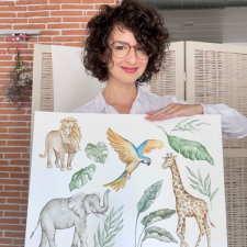 INSPIO Fali matrica - Elefánt és zebra a SZAFARI-ból (9238f) tapéta, díszléc és más dekoráció