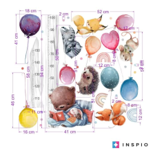 INSPIO Magasságmérő gyerekeknek - Repülő állatkák és lufik (9346f) tapéta, díszléc és más dekoráció