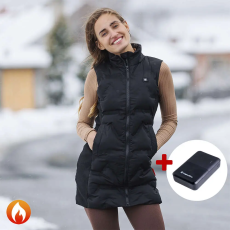 Insportline Női fűthető mellény inSPORTline WARMelong 10 000 mAh power bankkal fekete S