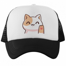  Integető cuki cica Emoji - Trucker Hálós Baseball Sapka