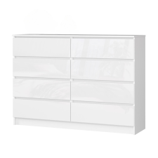 Intenso 8 fiókos komód - 140 cm - magasfényű fehér bútor