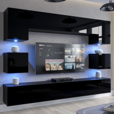Intenso Concept-1 nappali faliszekrény sor - 240 cm (magasfényű fekete) bútor
