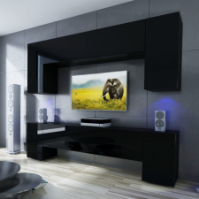 Intenso Concept-25 nappali faliszekrény sor - 240 cm (magasfényű fekete) bútor