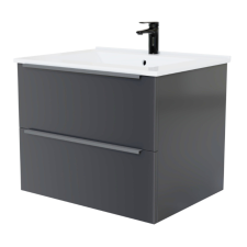 Intenso fiókos fürdőszobabútor mosdókagylóval - 60 cm (magasfényű szürke) fürdőszoba bútor