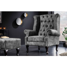 INVICTA Design fotel Chesterfield szürke bársony bútor
