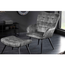 INVICTA Design fotel Sweden szürke bársony bútor