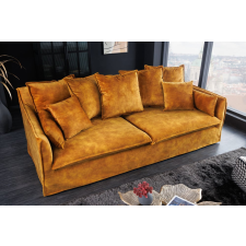 INVICTA Stílusos 3 személyes ülőgarnitúra Eden 200 cm mustársárga bársony bútor