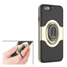IPAKY műanyag telefonvédő (szilikon belső, mágneses telefontartó gyűrű, 360°-ban forgatható) ARANY [Apple iPhone 6S Plus 5.5] (5996457743582) tok és táska