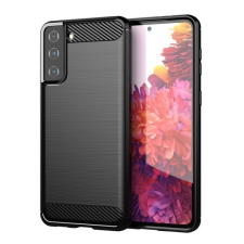 IPAKY Samsung Galaxy S21 Plus (SM-G996) 5G szilikon telefonvédő (közepesen ütésálló, szálcsiszolt, karbon minta) fekete tok és táska