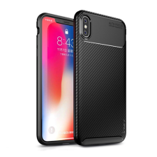 IPAKY szilikon telefonvédő (karbon minta) FEKETE [Apple iPhone XS Max 6.5] (5996457810512) tok és táska
