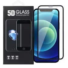  iPhone 12 Mini üvegfólia, tempered glass, előlapi, 5D, edzett, hajlított, fekete kerettel mobiltelefon kellék