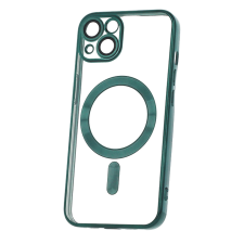  iPhone 13 (6.1&quot;) szilikon tok, TPU tok, magsafe, króm keretes, zöld, 1.5mm, Color Chrome tok és táska