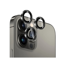 iPhone 13 Pro Max - Metal - üveg, kameralencse védőkeret - fekete mobiltelefon kellék