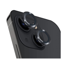 iPhone 14 - Metal - üveg, kameralencse védőkeret - fekete mobiltelefon kellék