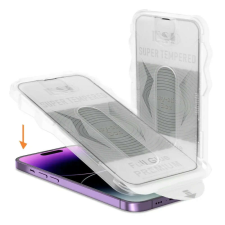 iPhone 14 Pro Max Easy-Stick Box Full Glue kijelzővédő üvegfólia fekete mobiltelefon kellék