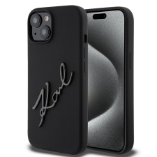  iPhone 15 - Karl Lagerfeld - KARL SCRIPT LOGO - hátlap tok, fekete tok és táska